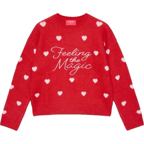 Maglione da donna in rosso classico con stampe lavorato a maglia girocollo senza tasche a maniche lunghe Terranova Terranova