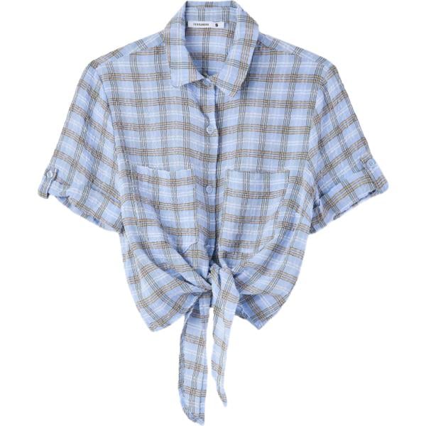 camicie a manica corta Terranova blu a quadri