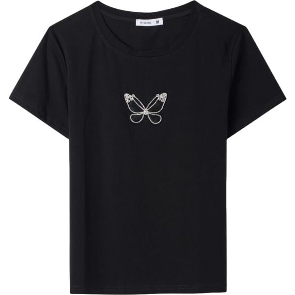 t-shirt Terranova nero tinta unita