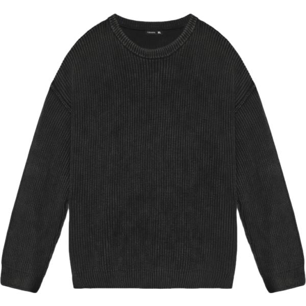 Maglione da uomo in grigio scuro girocollo a maniche lunghe in cotone Terranova