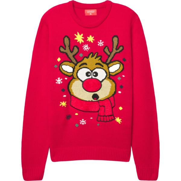 Maglione da uomo in rosso classico girocollo a maniche lunghe Terranova