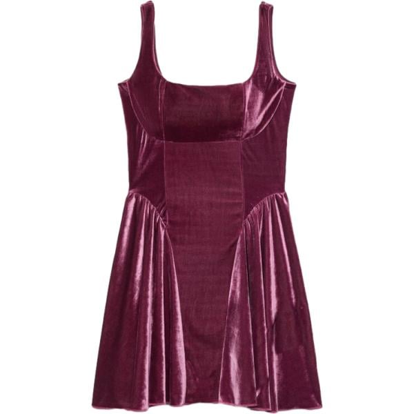Vestito corto da donna in bordeaux con spalline corto senza maniche in poliestere Terranova