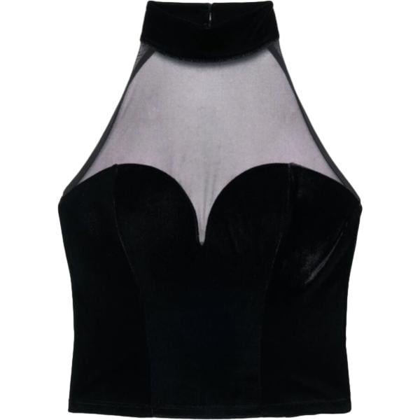 top Terranova nero tinta unita