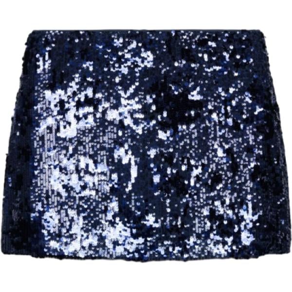 Minigonna da donna in blu scuro con paillettes corto a vita alta in poliestere Terranova Terranova