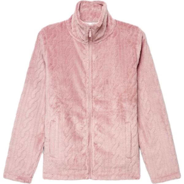 Felpa da donna in rosa chiaro lavorato a maglia collo senza cappuccio a maniche lunghe con zip Terranova