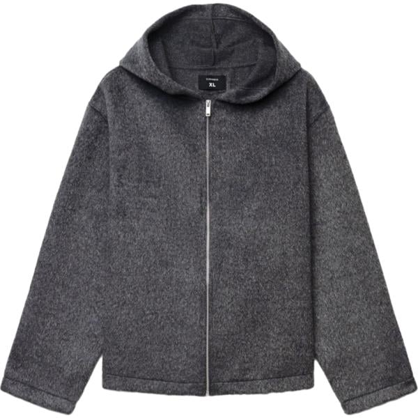 Felpa con cappuccio da uomo in grigio scuro collo con cappuccio a maniche lunghe con zip Terranova