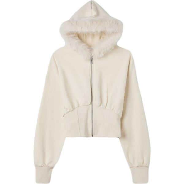 felpe con cappuccio Terranova bianco tinta unita