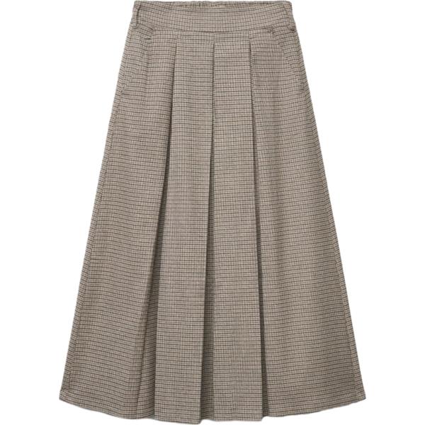 Gonna longuette da donna in grigio chiaro principe di galles a vita alta con cintura in viscosa Terranova Terranova