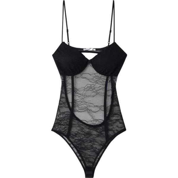 body Terranova nero a fiori