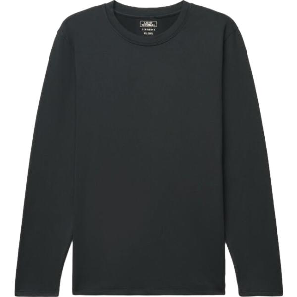 T-shirt da uomo in nero pece girocollo a maniche lunghe Terranova
