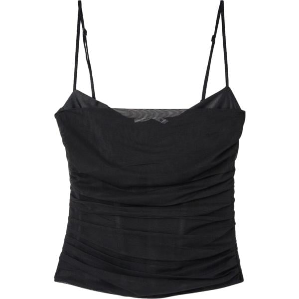 Canottiera da donna in nero pece con ruches con spalline a vita alta in poliestere Terranova