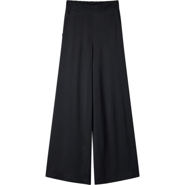 Pantaloni da donna in nero pece lungo a vita alta in viscosa Terranova