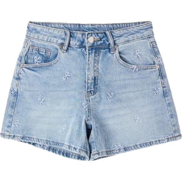 Shorts da donna in azzurro cinque tasche a vita media con zip Terranova