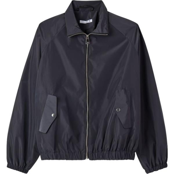 Bomber da donna in grigio scuro collo alto a maniche lunghe con zip Terranova