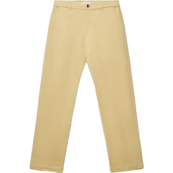 Pantaloni chino da uomo in beige sabbia lungo a vita media con zip in cotone Terranova