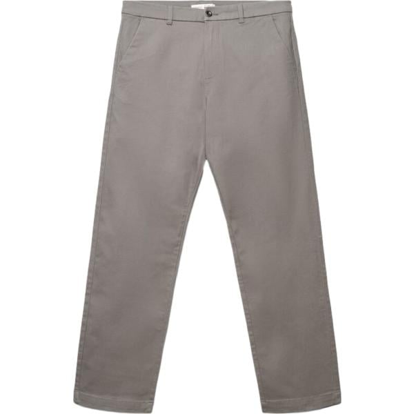 Pantaloni chino da uomo in marrone scuro lungo a vita media con zip in cotone Terranova