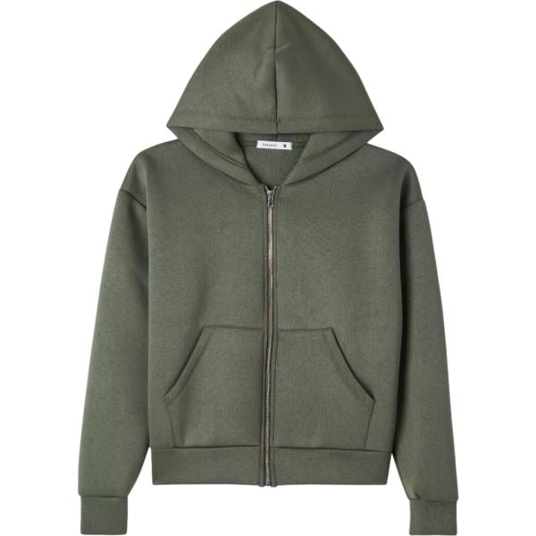 Felpa con cappuccio da donna in verde oliva collo con cappuccio a maniche lunghe con zip in viscosa Terranova