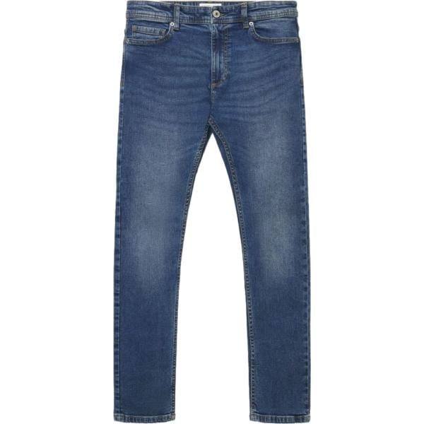 Jeans skinny da uomo in blu scuro lungo con zip in denim Terranova