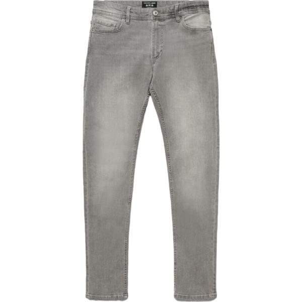Jeans skinny da uomo in grigio scuro lungo con zip in denim Terranova