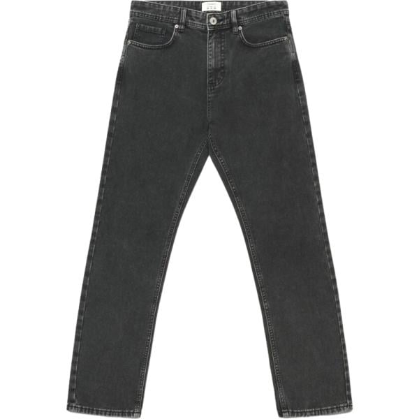 Jeans dritti da uomo in grigio scuro lungo a vita media con zip in denim Terranova