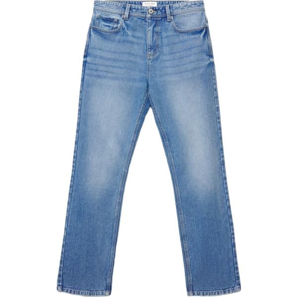Jeans dritti da uomo in blu medio cinque tasche con zip in denim Terranova