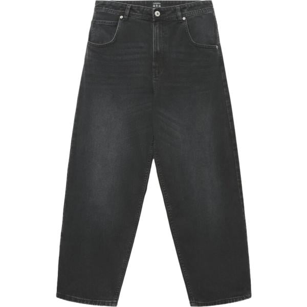 Jeans da uomo in grigio scuro cinque tasche a vita media con zip in denim Terranova