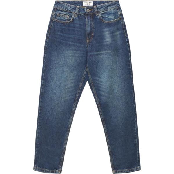 Jeans mom da donna in blu scuro a vita alta con zip in denim Terranova Terranova