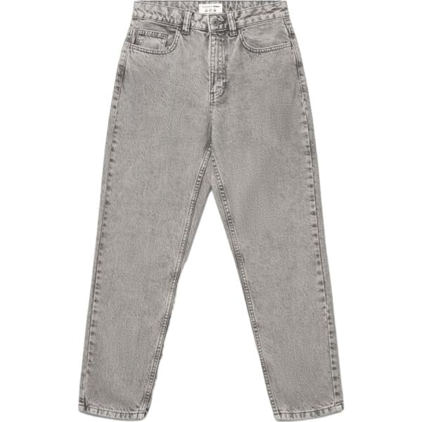 Jeans mom da donna in grigio chiaro corto a vita alta con zip in denim Terranova