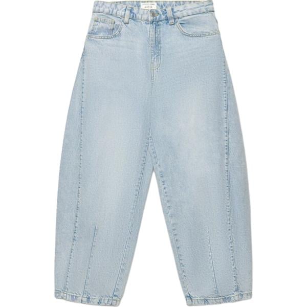 Jeans da donna in blu scuro lungo a vita alta con zip in denim Terranova