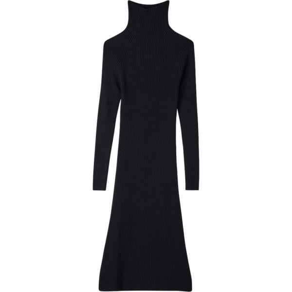 Vestito longuette/midi da donna in nero pece in viscosa Terranova Terranova