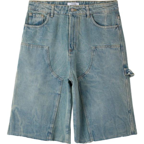 Pantaloni corti da uomo in blu scuro con zip in poliestere Terranova