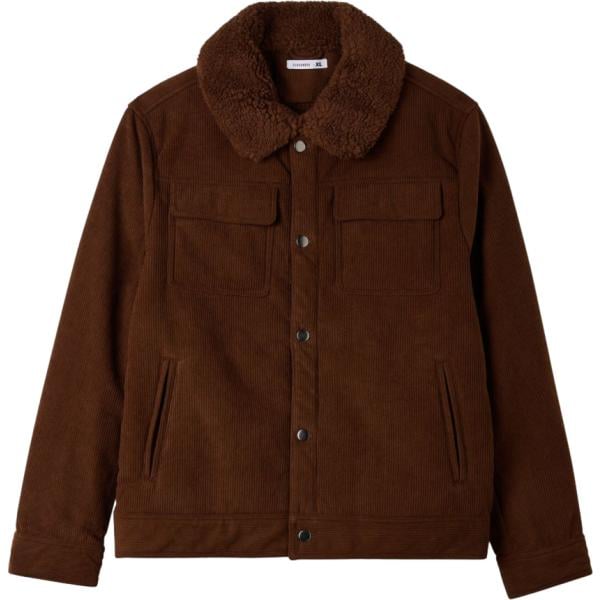 Cappotto da uomo in marrone scuro collo aperto a maniche lunghe con bottoni Terranova