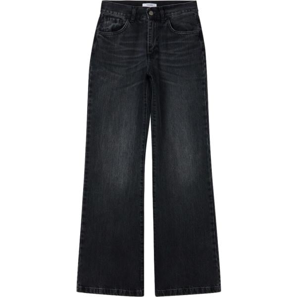 Jeans bootcut da donna in nero pece lungo a vita media con zip in poliestere Terranova