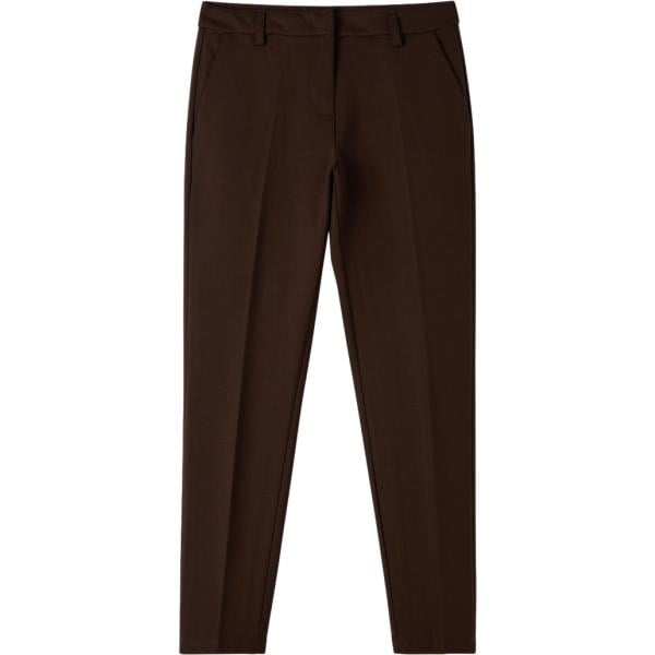 Pantalone chino da donna in marrone scuro lungo a vita media in viscosa Terranova Terranova