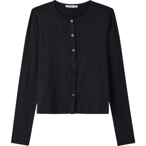 Cardigan da donna in nero pece con scollo a maniche lunghe con bottoni Terranova