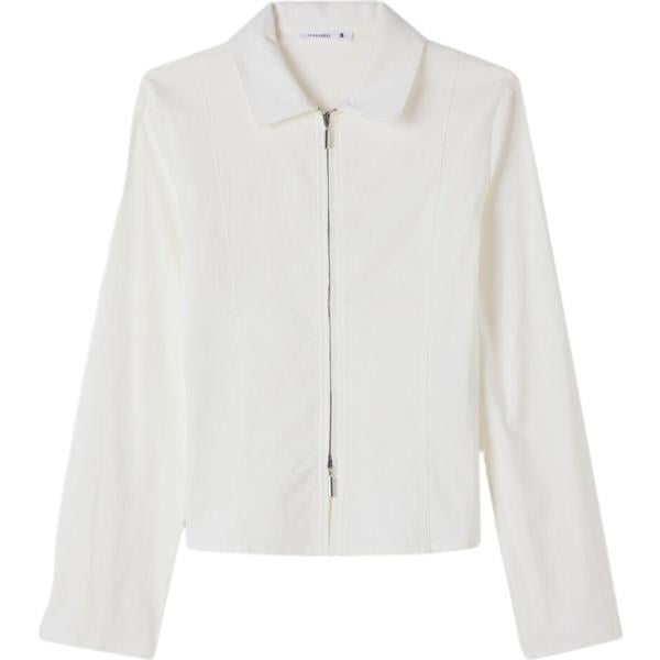 Camicia da donna in bianco avorio collo classico a maniche lunghe con zip in viscosa Terranova