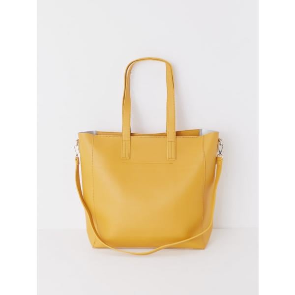 Shopping bag con zip in ecopelle tinta unita giallo Terranova giallo tinta unita