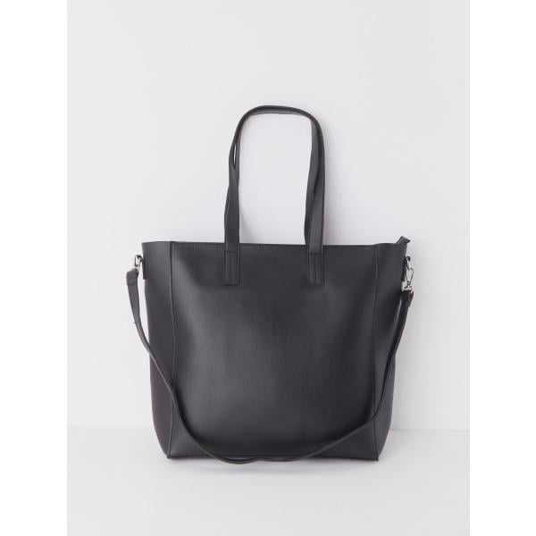 Shopping bag con zip in ecopelle tinta unita nero Terranova nero tinta unita