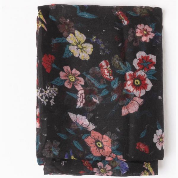 Sciarpa fantasia floreale nero Terranova nero a fiori