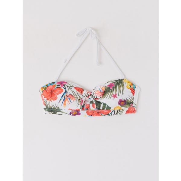 Bikini top effetto ottico con fasce bianco Terranova bianco a fiori