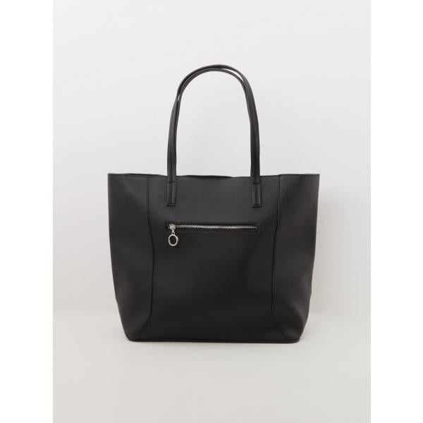 Shopping bag con manico in ecopelle nero Terranova nero