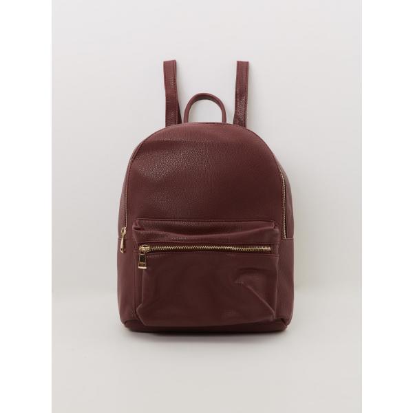 Zaino con manico effetto martellato con zip in ecopelle tinta unita bordeaux Terranova viola tinta unita