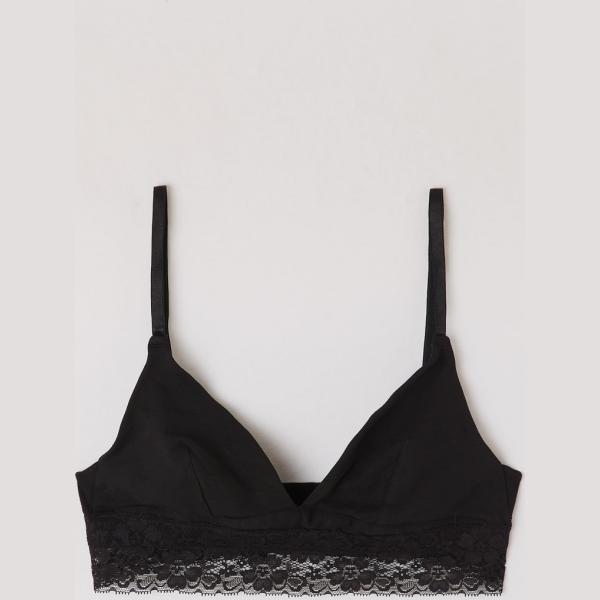 Reggiseno con pizzo jersey nero Terranova nero tinta unita