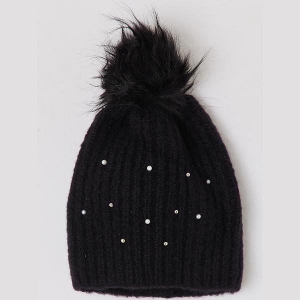Cappello beanie con perle nero Terranova nero