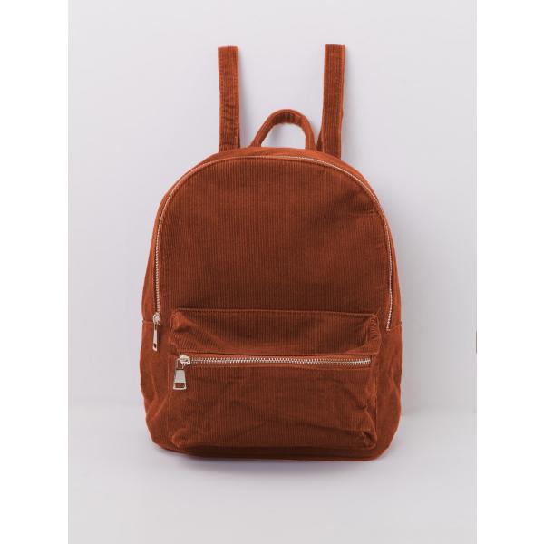 Zaino con manico a coste con zip in velluto tinta unita beige Terranova tinta unita