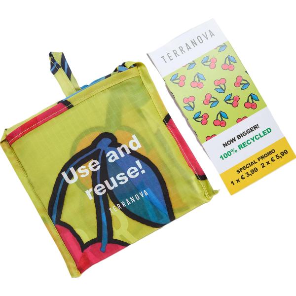 shopping bag Terranova verde con stampe