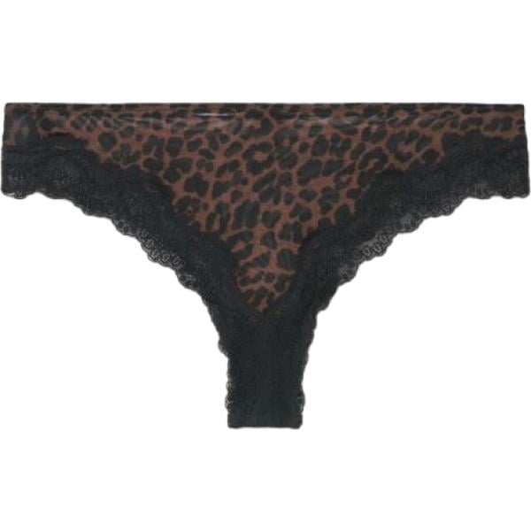Culotte da donna in marrone scuro animalier con pizzo intimo in poliestere Terranova