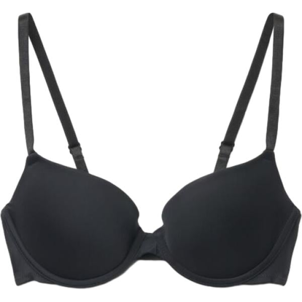 Reggiseno da donna con ferretto in nero pece con spalline completo Terranova