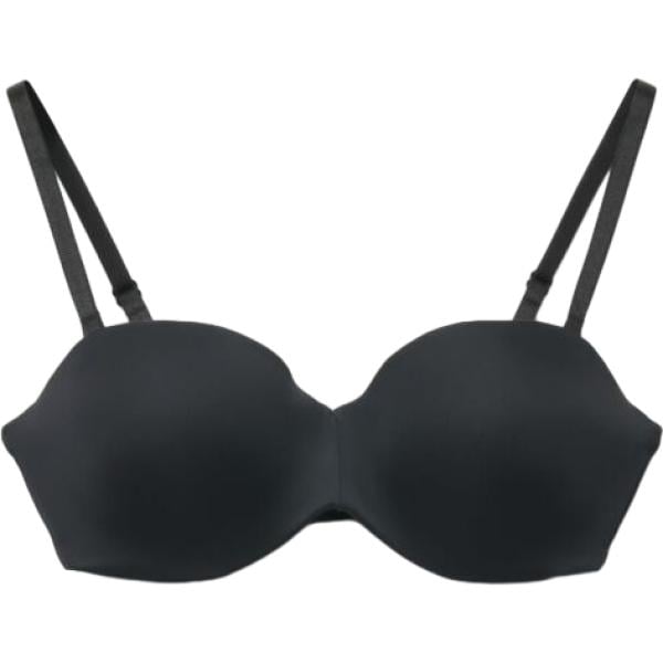 Reggiseno da donna a fascia in nero pece con spalline Terranova
