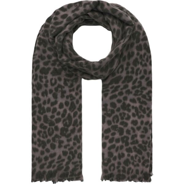 Sciarpa da donna in grigio scuro animalier con frange Terranova